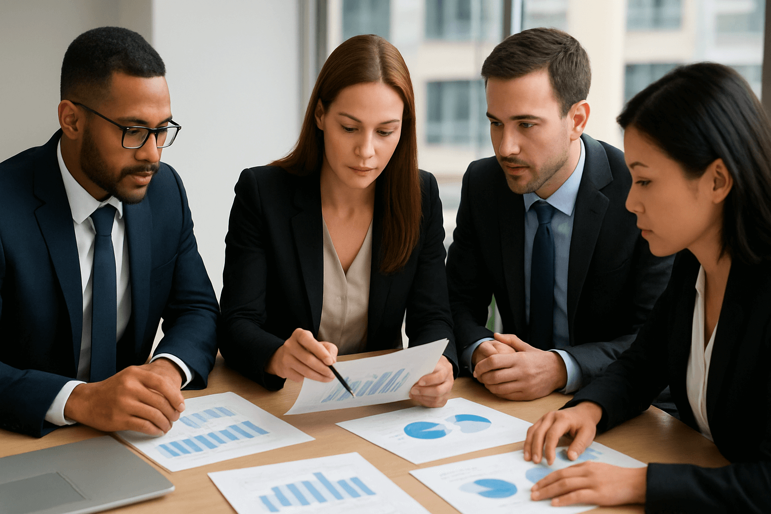 Hands exchanging documents in a business meeting